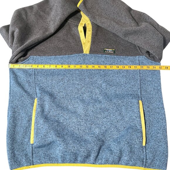 L.L.Bean Mens Slightly Fitted Blue Fleece Quarter Snap Pullover Sweater Size L - Picture 8 of 9